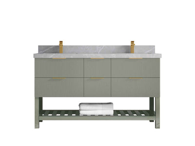 Catalina 60 in W x 22 in D Free Standing Reeded Double Sink Bathroom Vanity - Willow Bath and Vanity