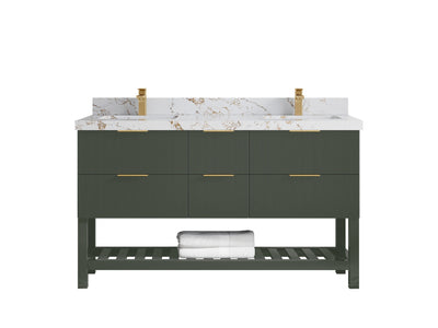 Catalina 60 in W x 22 in D Free Standing Reeded Double Sink Bathroom Vanity - Willow Bath and Vanity