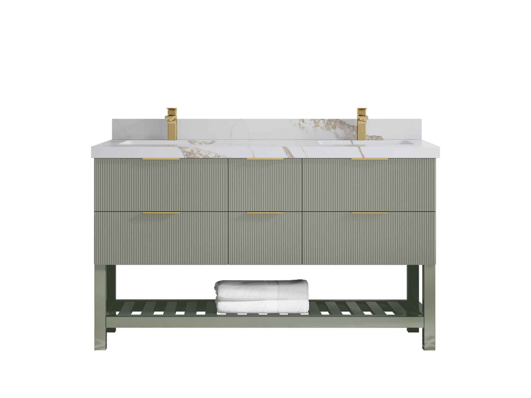 Catalina 60 in W x 22 in D Free Standing Reeded Double Sink Bathroom Vanity - Willow Bath and Vanity
