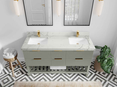 Catalina 60 in W x 22 in D Free Standing Reeded Double Sink Bathroom Vanity - Willow Bath and Vanity