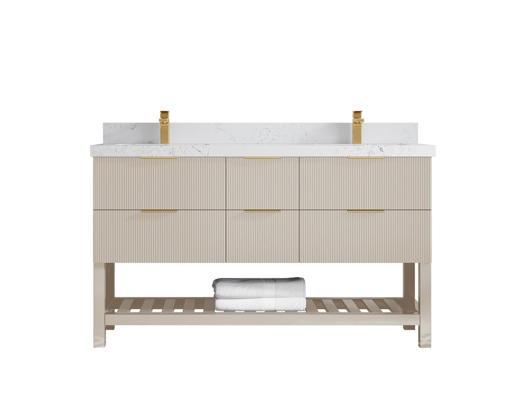 Catalina 60 in W x 22 in D Free Standing Reeded Double Sink Bathroom Vanity - Willow Bath and Vanity