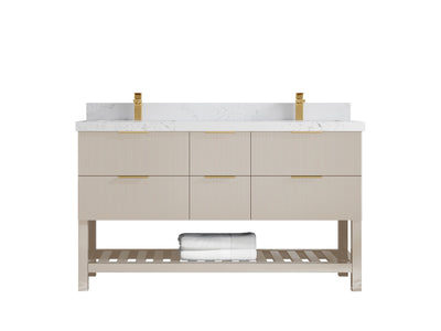 Catalina 60 in W x 22 in D Free Standing Reeded Double Sink Bathroom Vanity - Willow Bath and Vanity