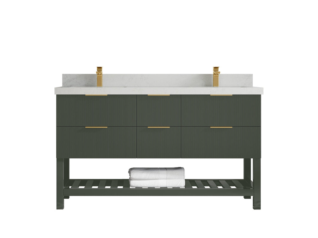 Catalina 60 in W x 22 in D Free Standing Reeded Double Sink Bathroom Vanity - Willow Bath and Vanity