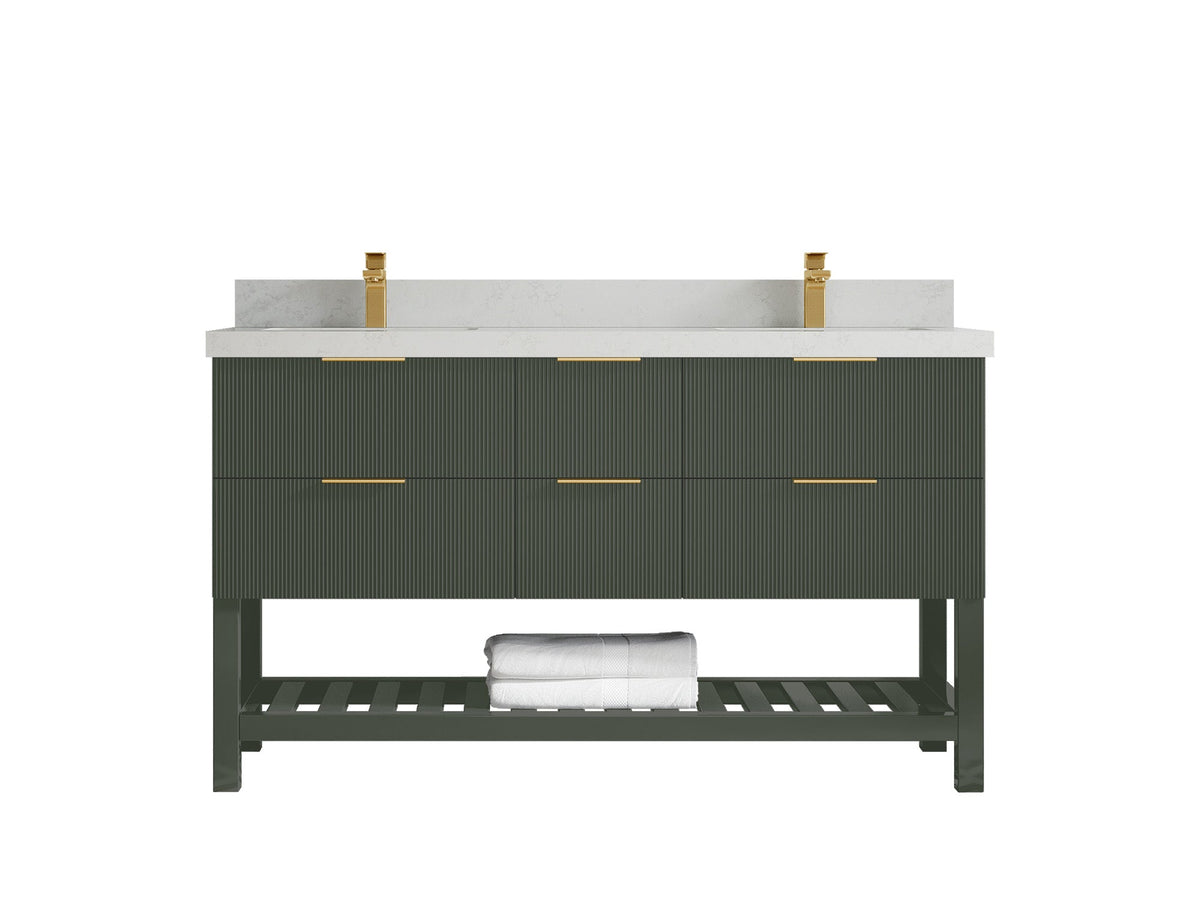 Catalina 60 in W x 22 in D Free Standing Reeded Double Sink Bathroom Vanity - Willow Bath and Vanity