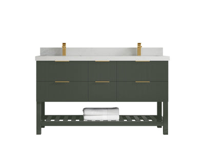 Catalina 60 in W x 22 in D Free Standing Reeded Double Sink Bathroom Vanity - Willow Bath and Vanity