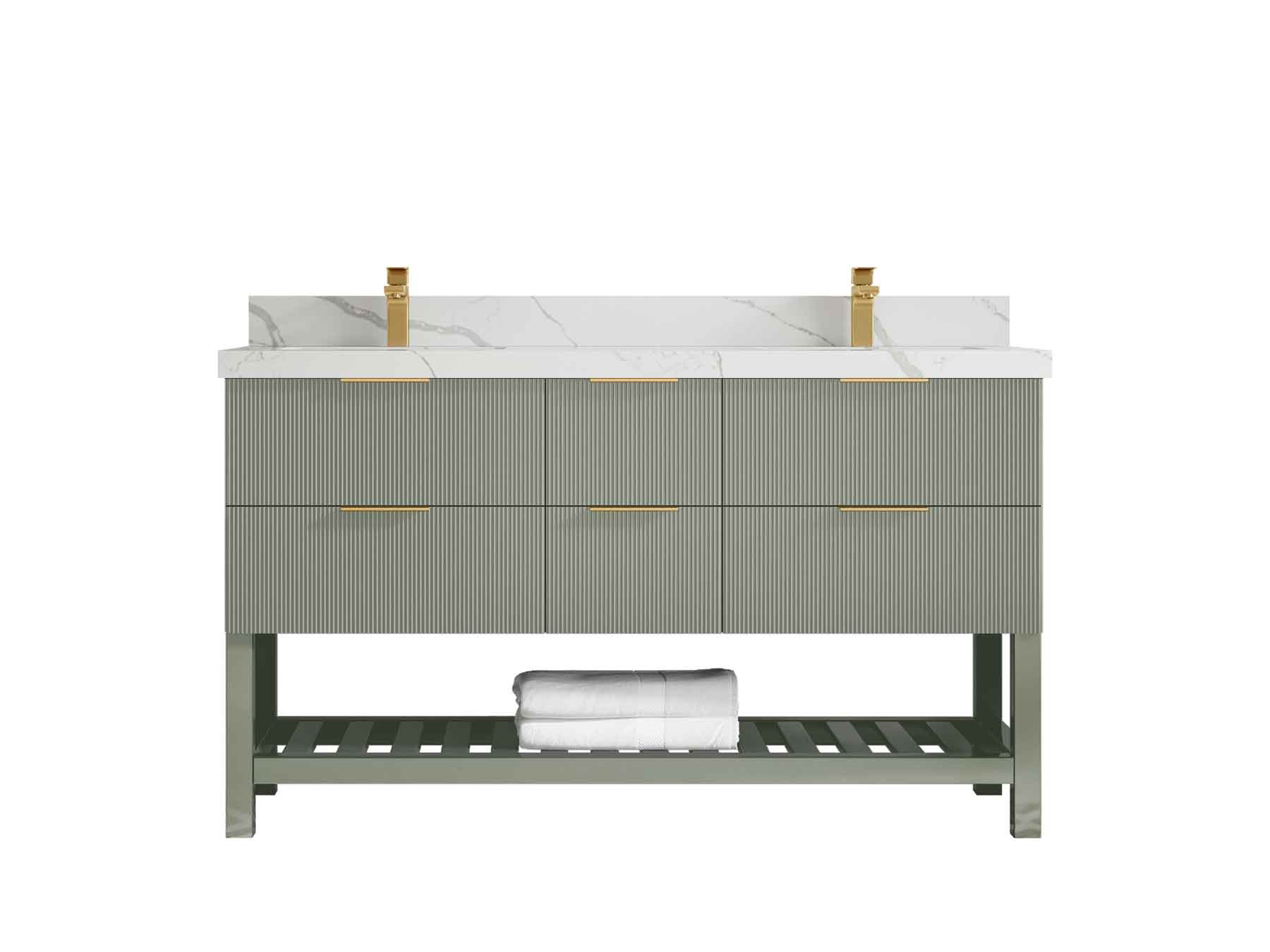 Catalina 60 in W x 22 in D Free Standing Reeded Double Sink Bathroom Vanity - Willow Bath and Vanity