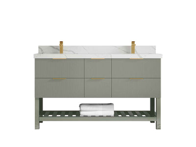 Catalina 60 in W x 22 in D Free Standing Reeded Double Sink Bathroom Vanity - Willow Bath and Vanity