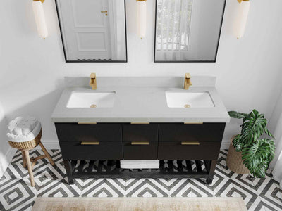 Catalina 60 in W x 22 in D Free Standing Reeded Double Sink Bathroom Vanity - Willow Bath and Vanity
