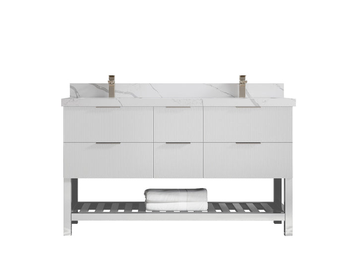 Catalina 60 in W x 22 in D Free Standing Reeded Double Sink Bathroom Vanity - photo 13