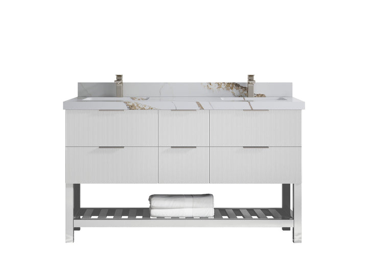Catalina 60 in W x 22 in D Free Standing Reeded Double Sink Bathroom Vanity - photo 11