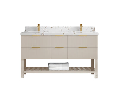 Catalina 60 in W x 22 in D Free Standing Reeded Double Sink Bathroom Vanity - Willow Bath and Vanity