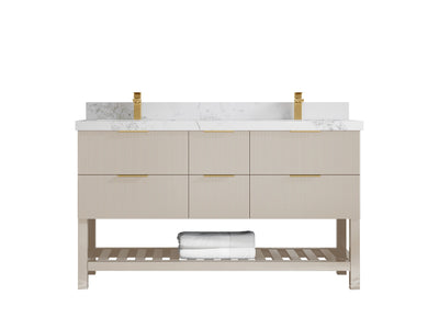 Catalina 60 in W x 22 in D Free Standing Reeded Double Sink Bathroom Vanity - Willow Bath and Vanity