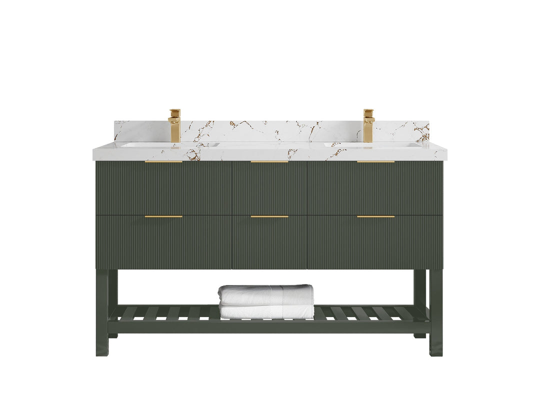 Catalina 60 in W x 22 in D Free Standing Reeded Double Sink Bathroom Vanity - Willow Bath and Vanity