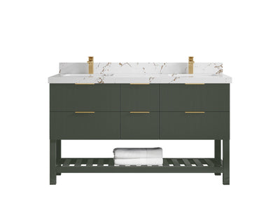 Catalina 60 in W x 22 in D Free Standing Reeded Double Sink Bathroom Vanity - Willow Bath and Vanity