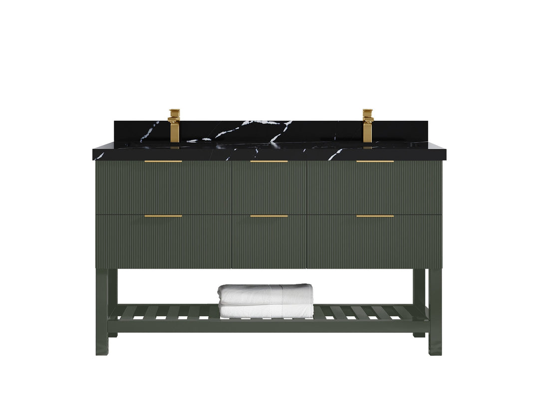 Catalina 60 in W x 22 in D Free Standing Reeded Double Sink Bathroom Vanity - Willow Bath and Vanity