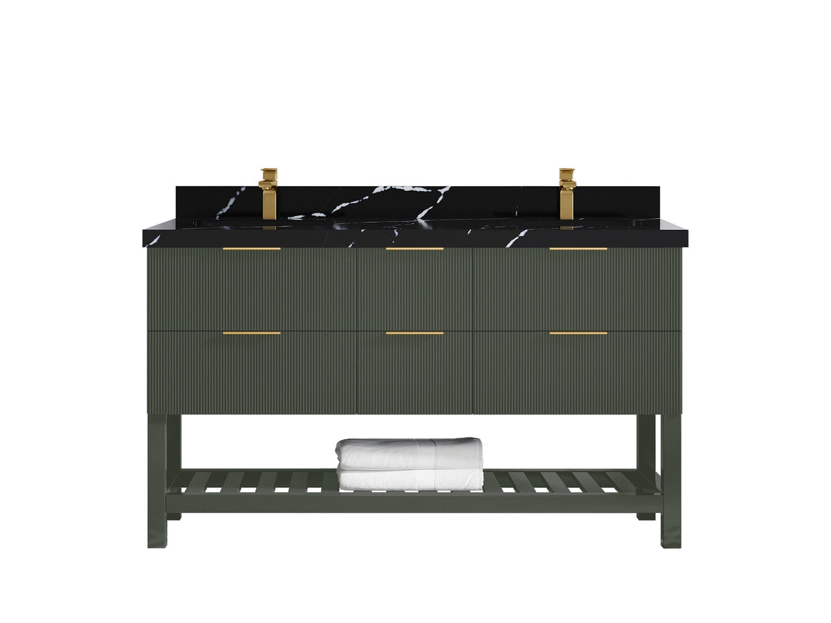 Catalina 60 in W x 22 in D Free Standing Reeded Double Sink Bathroom Vanity - Willow Bath and Vanity