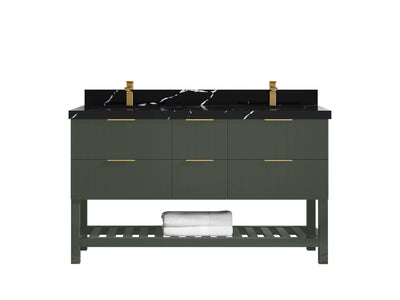 Catalina 60 in W x 22 in D Free Standing Reeded Double Sink Bathroom Vanity - Willow Bath and Vanity