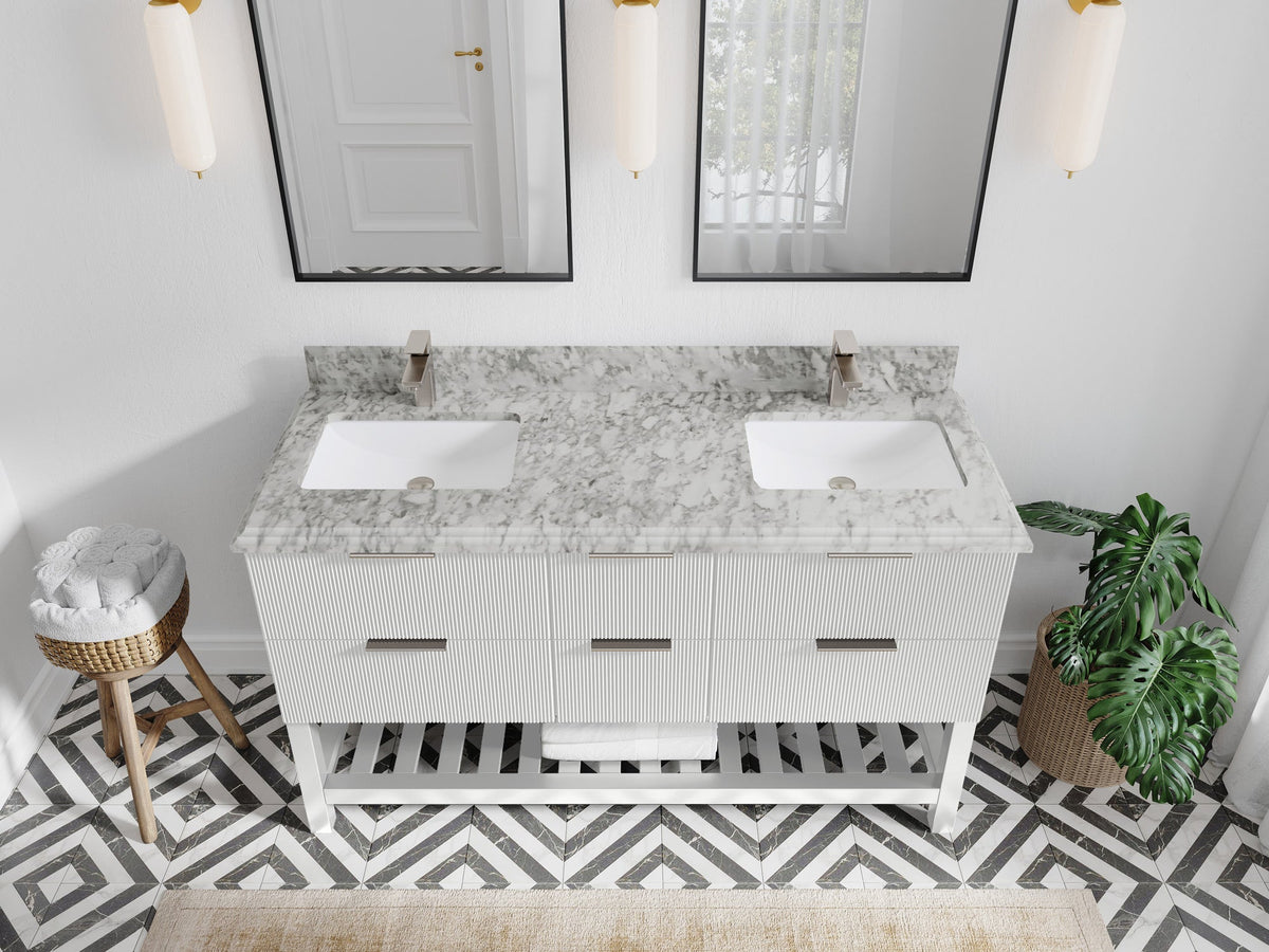 Catalina 60 in W x 22 in D Free Standing Reeded Double Sink Bathroom Vanity - Willow Bath and Vanity