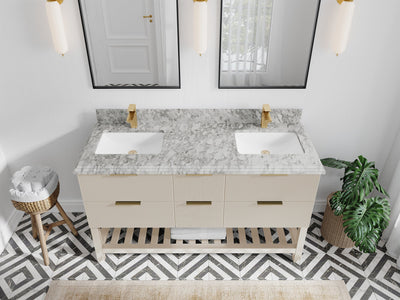 Catalina 60 in W x 22 in D Free Standing Reeded Double Sink Bathroom Vanity - Willow Bath and Vanity
