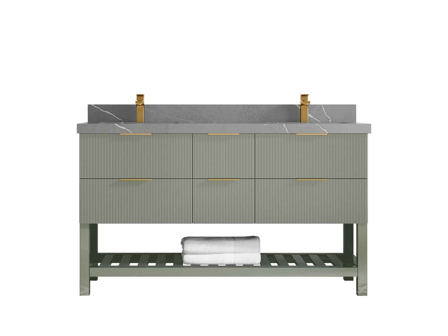 Catalina 60 in W x 22 in D Free Standing Reeded Double Sink Bathroom Vanity - Willow Bath and Vanity