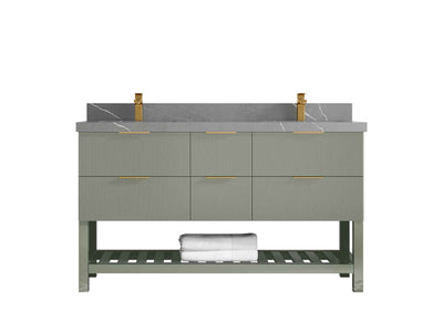 Catalina 60 in W x 22 in D Free Standing Reeded Double Sink Bathroom Vanity - Willow Bath and Vanity