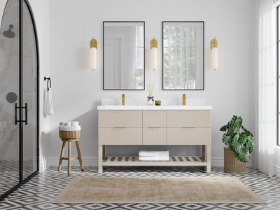 Catalina 60 in W x 22 in D Free Standing Reeded Double Sink Bathroom Vanity - Willow Bath and Vanity