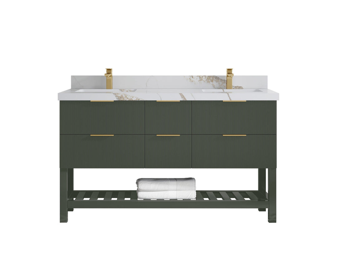Catalina 60 in W x 22 in D Free Standing Reeded Double Sink Bathroom Vanity - Willow Bath and Vanity