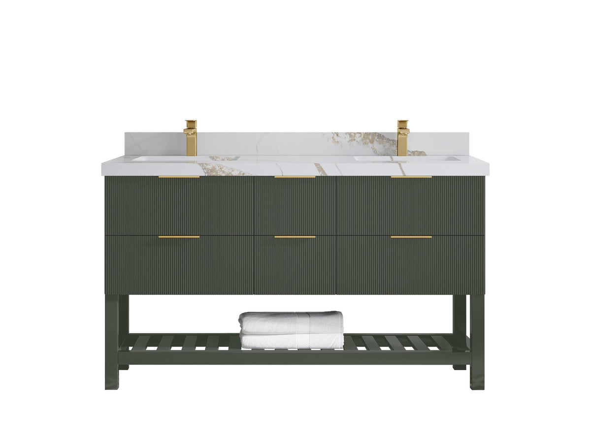Catalina 60 in W x 22 in D Free Standing Reeded Double Sink Bathroom Vanity - Willow Bath and Vanity