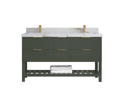 Catalina 60 in W x 22 in D Free Standing Reeded Double Sink Bathroom Vanity - Willow Bath and Vanity