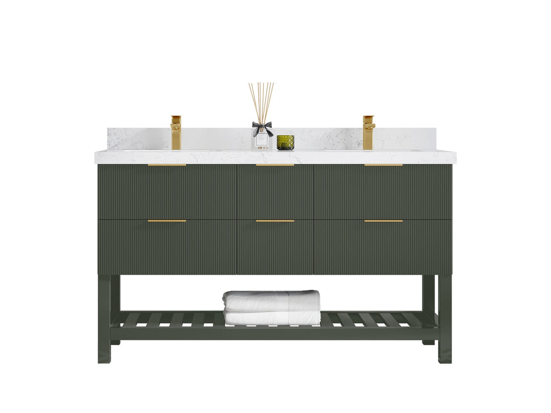Catalina 60 in W x 22 in D Free Standing Reeded Double Sink Bathroom Vanity - Willow Bath and Vanity