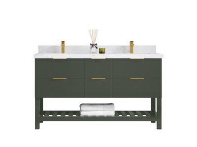 Catalina 60 in W x 22 in D Free Standing Reeded Double Sink Bathroom Vanity - Willow Bath and Vanity