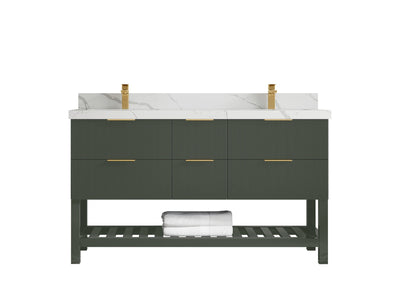 Catalina 60 in W x 22 in D Free Standing Reeded Double Sink Bathroom Vanity - Willow Bath and Vanity