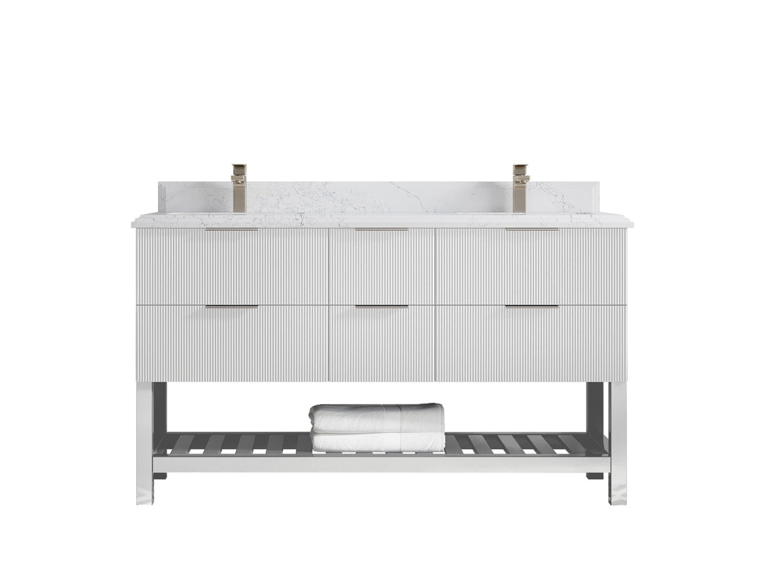 Catalina 60 in W x 22 in D Free Standing Reeded Double Sink Bathroom Vanity - Willow Bath and Vanity