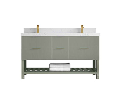 Catalina 60 in W x 22 in D Free Standing Reeded Double Sink Bathroom Vanity - Willow Bath and Vanity