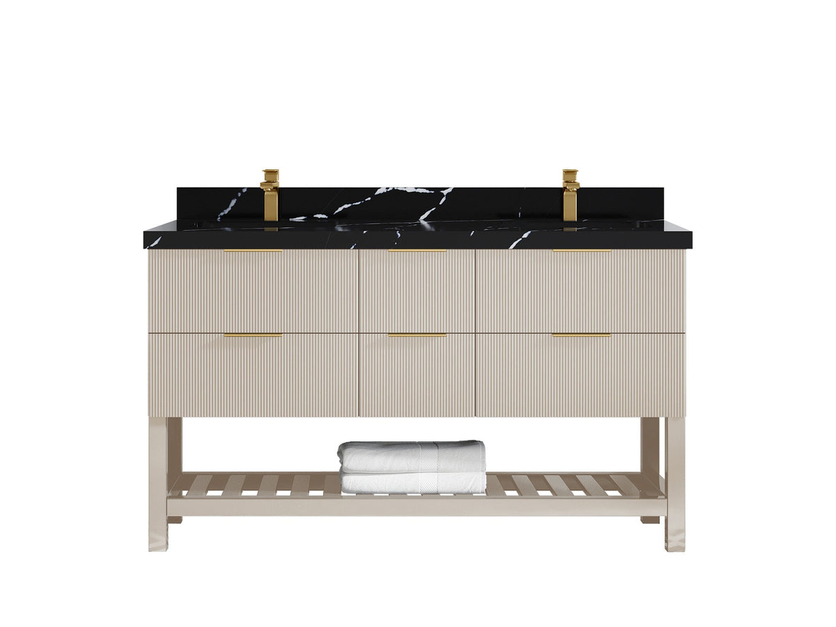 Catalina 60 in W x 22 in D Free Standing Reeded Double Sink Bathroom Vanity - Willow Bath and Vanity