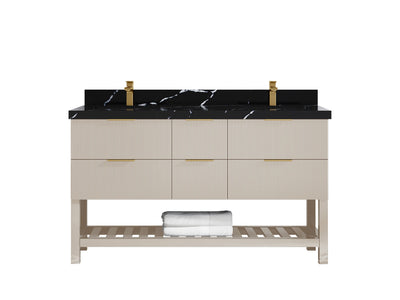 Catalina 60 in W x 22 in D Free Standing Reeded Double Sink Bathroom Vanity - Willow Bath and Vanity