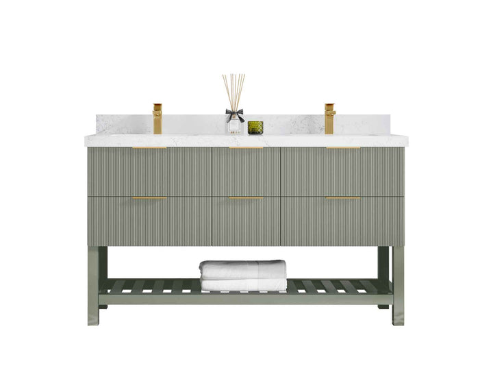 Catalina 60 in W x 22 in D Free Standing Reeded Double Sink Bathroom Vanity - photo 1