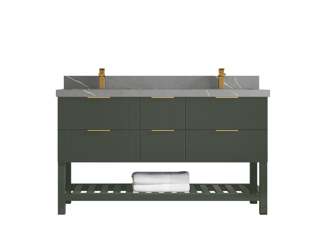 Catalina 60 in W x 22 in D Free Standing Reeded Double Sink Bathroom Vanity - Willow Bath and Vanity