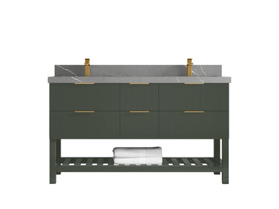 Catalina 60 in W x 22 in D Free Standing Reeded Double Sink Bathroom Vanity - Willow Bath and Vanity