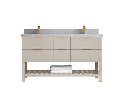 Catalina 60 in W x 22 in D Free Standing Reeded Double Sink Bathroom Vanity - Willow Bath and Vanity
