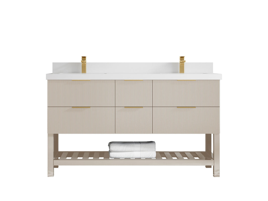 Catalina 60 in W x 22 in D Free Standing Reeded Double Sink Bathroom Vanity - Willow Bath and Vanity