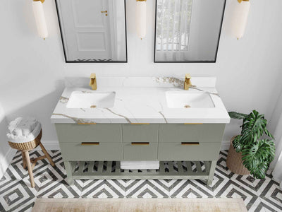 Catalina 60 in W x 22 in D Free Standing Reeded Double Sink Bathroom Vanity - Willow Bath and Vanity