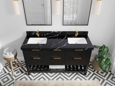 Catalina 60 in W x 22 in D Free Standing Reeded Double Sink Bathroom Vanity - Willow Bath and Vanity
