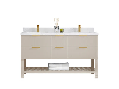 Catalina 60 in W x 22 in D Free Standing Reeded Double Sink Bathroom Vanity - Willow Bath and Vanity