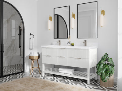 Catalina 60 in W x 22 in D Free Standing Reeded Double Sink Bathroom Vanity - Willow Bath and Vanity