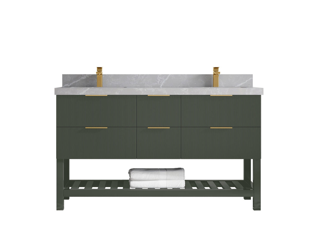 Catalina 60 in W x 22 in D Free Standing Reeded Double Sink Bathroom Vanity - Willow Bath and Vanity