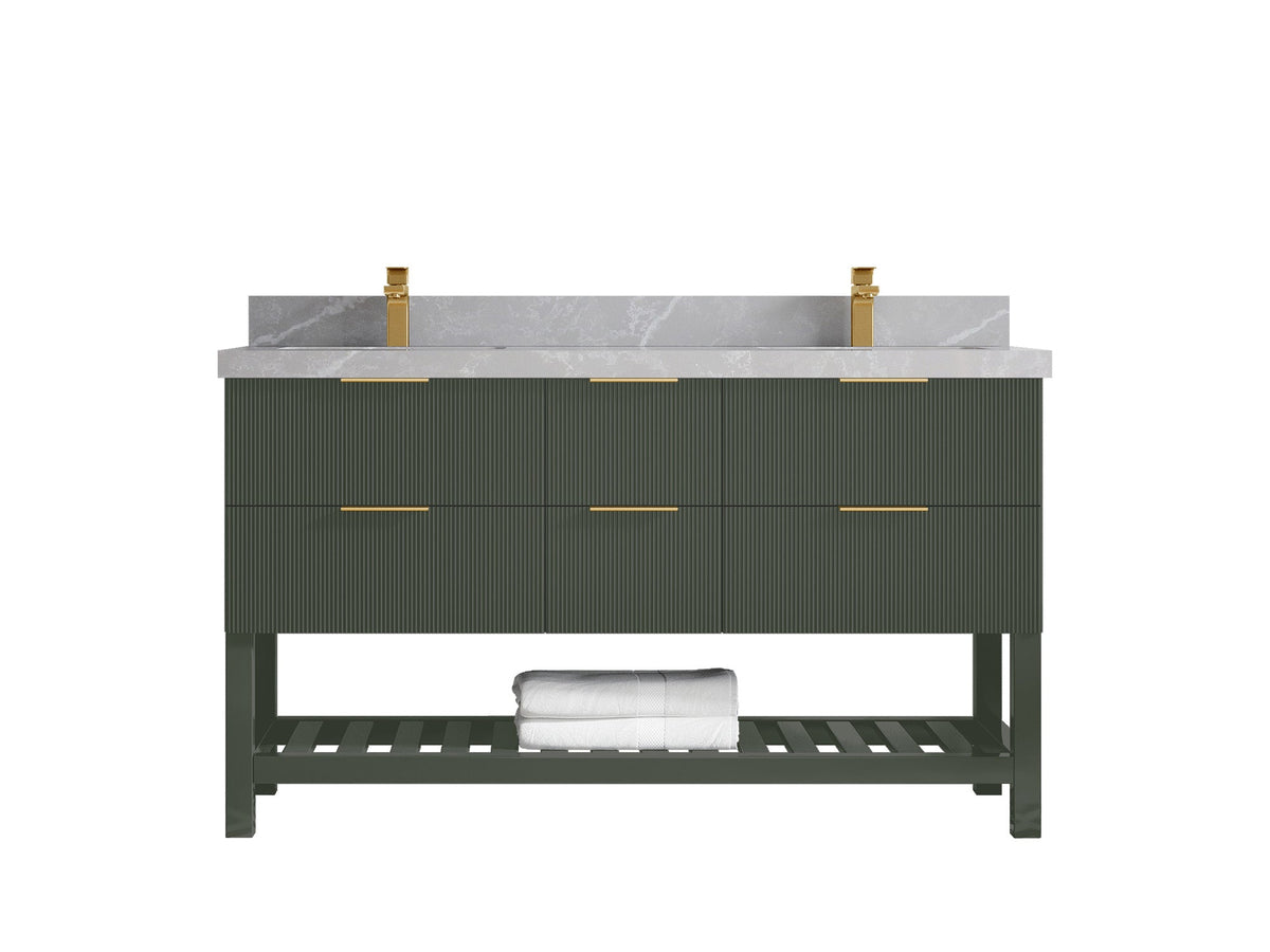 Catalina 60 in W x 22 in D Free Standing Reeded Double Sink Bathroom Vanity - Willow Bath and Vanity