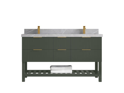 Catalina 60 in W x 22 in D Free Standing Reeded Double Sink Bathroom Vanity - Willow Bath and Vanity