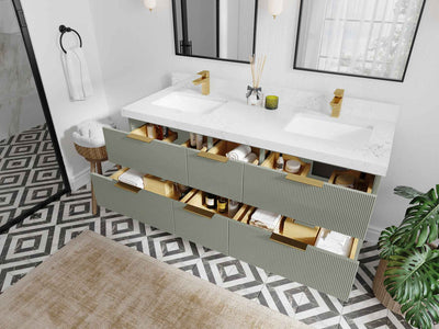Catalina 60 in W x 22 in D Free Standing Reeded Double Sink Bathroom Vanity - Willow Bath and Vanity