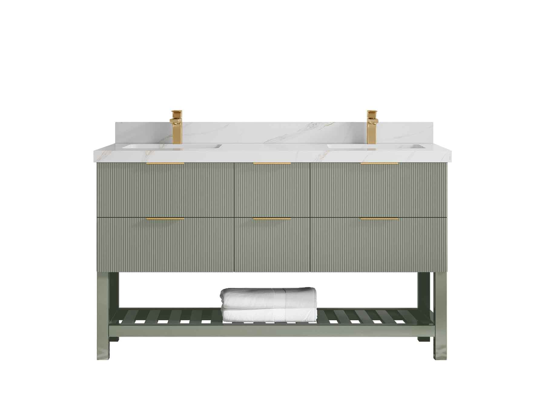 Catalina 60 in W x 22 in D Free Standing Reeded Double Sink Bathroom Vanity - Willow Bath and Vanity